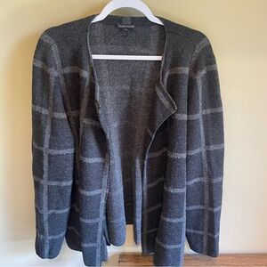 Eileen Fisher Windowpane Check Full Merino Wool Cardigan Women's Large